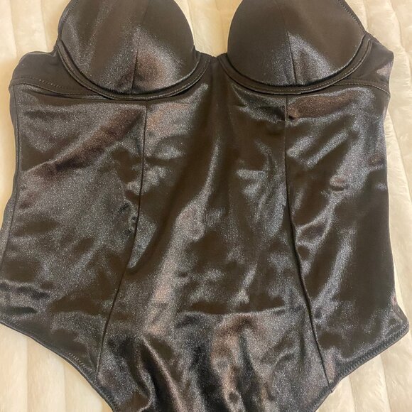 💎 NWOT Stunning Black Satin La Senza Body Suit with Sparkle Gem Straps - Picture 3 of 6